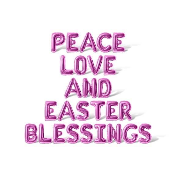 Letter Balloons - PEACE LOVE AND EASTER BLESSINGS 16" Inch Alphabet Letters Foil Mylar Balloon Easter Party Banner (Pink)