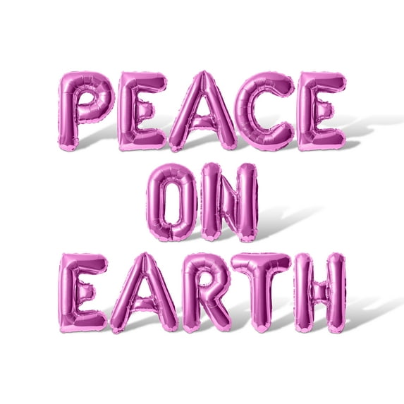 Letter Balloons - PEACE ON EARTH 16" Inch Alphabet Letters Foil Mylar Balloon Christmas Party Banner (Pink)