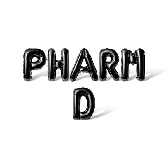 Letter Balloons - PHARM D 16" Inch Alphabet Letters Foil Mylar Balloon Graduation Day Party Banner (Black)