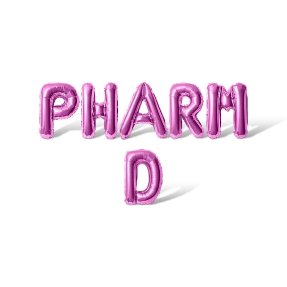 Letter Balloons - PHARM D 16" Inch Alphabet Letters Foil Mylar Balloon Graduation Day Party Banner (Pink)