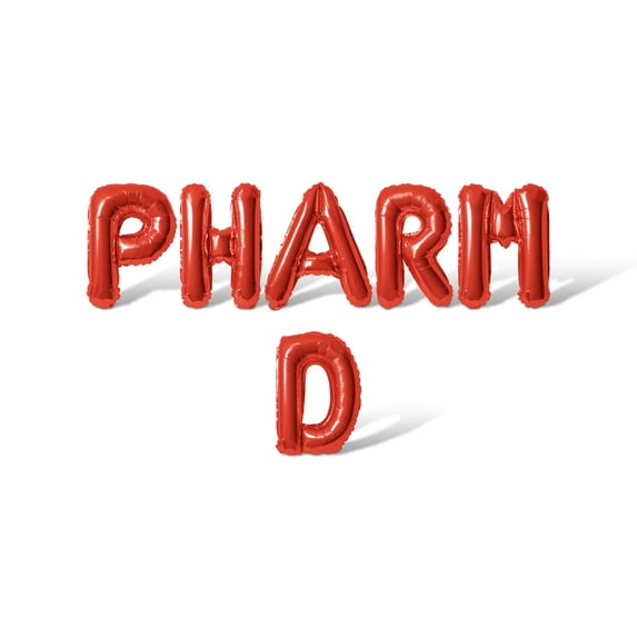 Letter Balloons - PHARM D 16" Inch Alphabet Letters Foil Mylar Balloon Graduation Day Party Banner (Red)