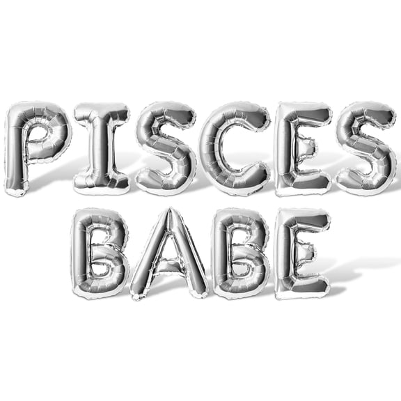 Letter Balloons - PISCES BABE 16" Inch Alphabet Letters Foil Mylar Balloon Pisces Birthday Party Banner (Silver)