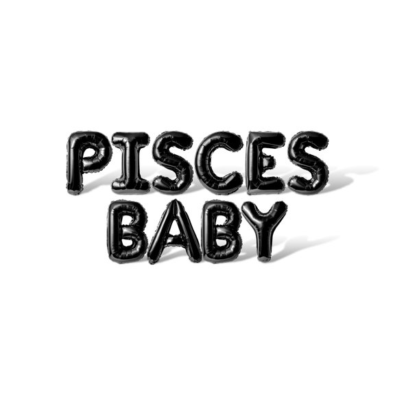 Letter Balloons - PISCES BABY 16" Inch Alphabet Letters Foil Mylar Balloon Birthday Party Banner (Black)