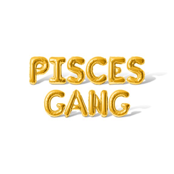 Letter Balloons - PISCES GANG 16" Inch Alphabet Letters Foil Mylar Balloon Birthday Party Banner (Gold)