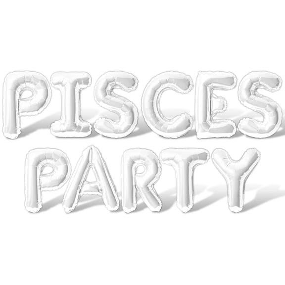 Letter Balloons - PISCES PARTY 16" Inch Alphabet Letters Foil Mylar Balloon Pisces Birthday Party Banner (White)