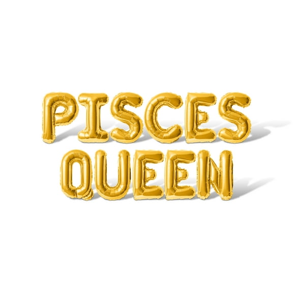 Letter Balloons - PISCES QUEEN 16" Inch Alphabet Letters Foil Mylar Balloon Birthday Party Banner (Gold)