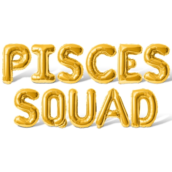 Letter Balloons - PISCES SQUAD 16" Inch Alphabet Letters Foil Mylar Balloon Pisces Birthday Party Banner (Gold)