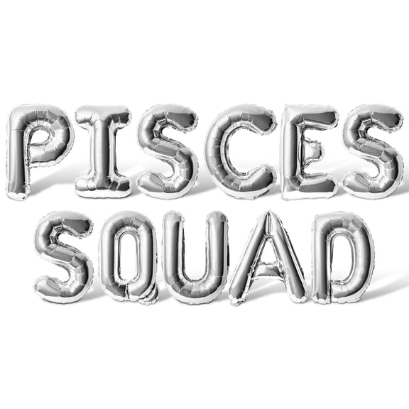 Letter Balloons - PISCES SQUAD 16" Inch Alphabet Letters Foil Mylar Balloon Pisces Birthday Party Banner (Silver)
