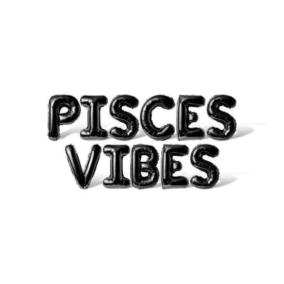 Letter Balloons - PISCES VIBES 16" Inch Alphabet Letters Foil Mylar Balloon Birthday Party Banner (Black)