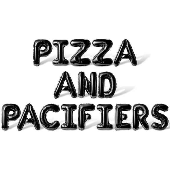Letter Balloons - PIZZA AND PACIFIERS 16" Inch Alphabet Letters Foil Mylar Balloon Baby Shower Party Banner (Black)