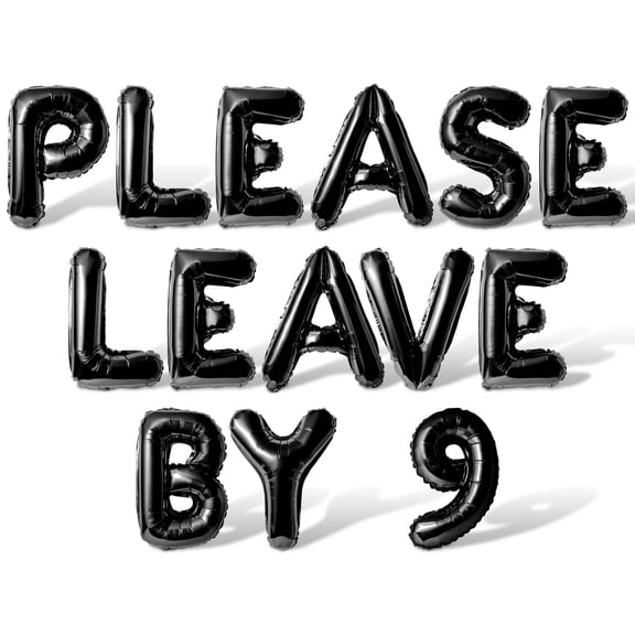 Letter Balloons - PLEASE LEAVE BY 9 16" Inch Alphabet Letters Foil Mylar Balloon Birthday Party Banner (Black)