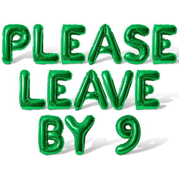 Letter Balloons - PLEASE LEAVE BY 9 16" Inch Alphabet Letters Foil Mylar Balloon Birthday Party Banner (Green)