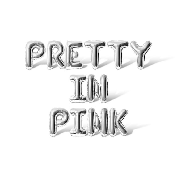 Letter Balloons - PRETTY IN PINK 16" Inch Alphabet Letters Foil Mylar Balloon Bachelorette or Bridal Shower Party Banner (Silver)