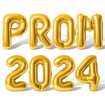 Letter Balloons - PROM 2024 16" Inch Alphabet Letters Foil Mylar Balloon Prom Party Banner (Gold)