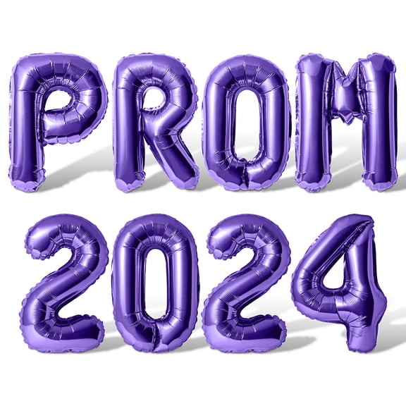 Letter Balloons - PROM 2024 16" Inch Alphabet Letters Foil Mylar Balloon Prom Party Banner (Purple)