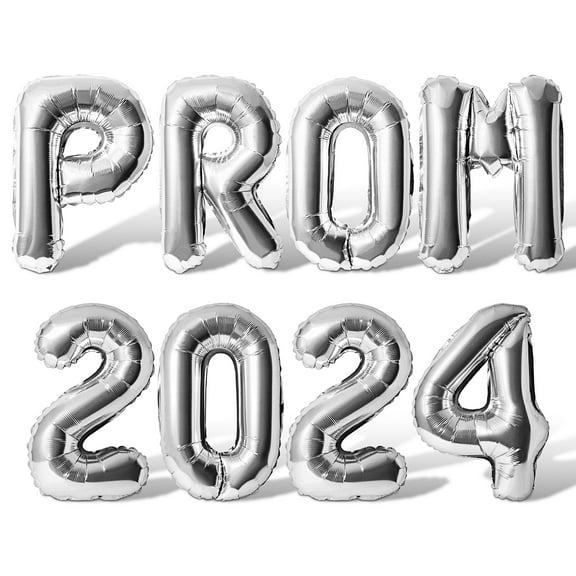 Letter Balloons - PROM 2024 16" Inch Alphabet Letters Foil Mylar Balloon Prom Party Banner (Silver)