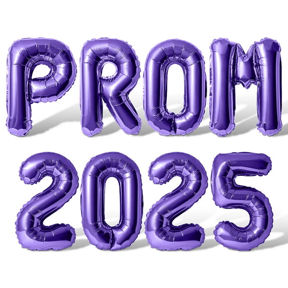 Letter Balloons - PROM 2025 16" Inch Alphabet Letters Foil Mylar Balloon Prom Party Banner (Purple)