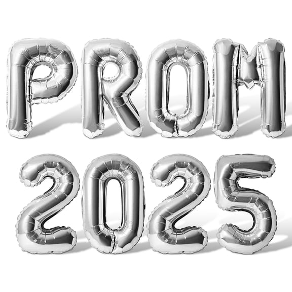 Letter Balloons - PROM 2025 16" Inch Alphabet Letters Foil Mylar Balloon Prom Party Banner (Silver)
