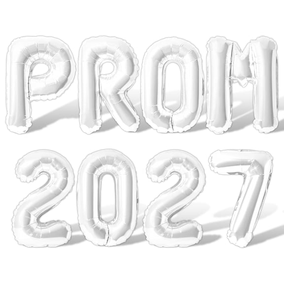 Letter Balloons - PROM 2027 16" Inch Alphabet Letters Foil Mylar Balloon Prom Party Banner (White)