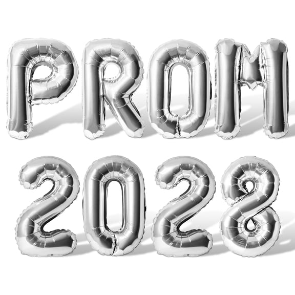 Letter Balloons - PROM 2028 16" Inch Alphabet Letters Foil Mylar Balloon Prom Party Banner (Silver)