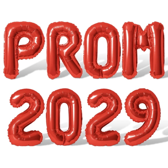 Letter Balloons - PROM 2029 16" Inch Alphabet Letters Foil Mylar Balloon Prom Party Banner (Red)