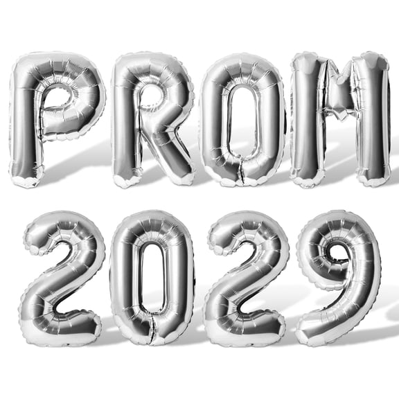 Letter Balloons - PROM 2029 16" Inch Alphabet Letters Foil Mylar Balloon Prom Party Banner (Silver)