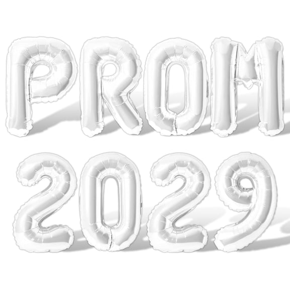 Letter Balloons - PROM 2029 16" Inch Alphabet Letters Foil Mylar Balloon Prom Party Banner (White)