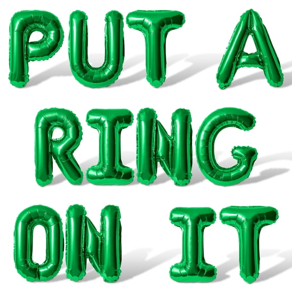 Letter Balloons - PUT A RING ON IT 16" Inch Alphabet Letters Foil Mylar Balloon Engagement Party Banner (Green)