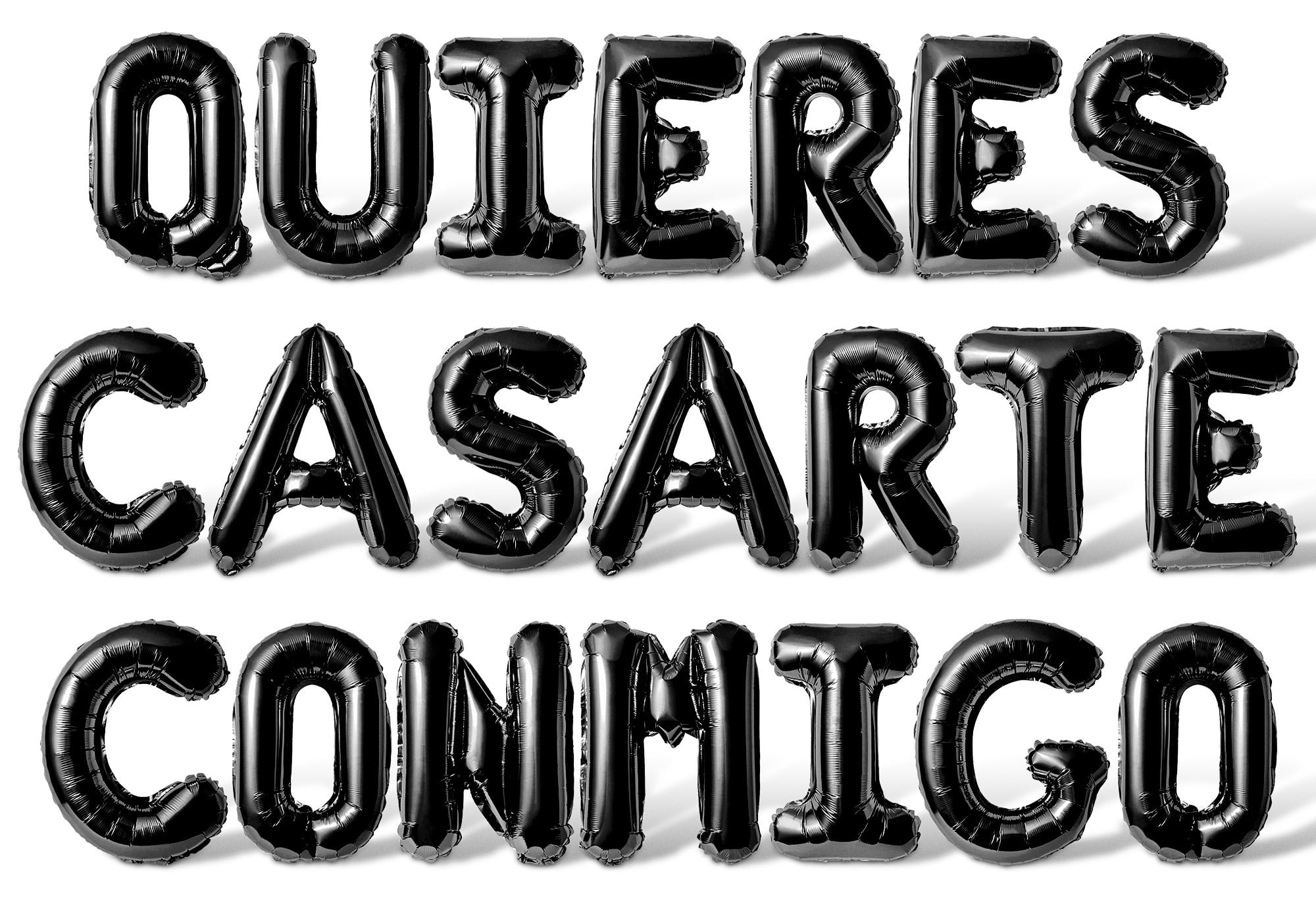 Letter Balloons - QUIERES CASARTE CONMIGO 16" Inch Alphabet Letters Foil Mylar Balloon Marriage Proposal Party Banner (Black)