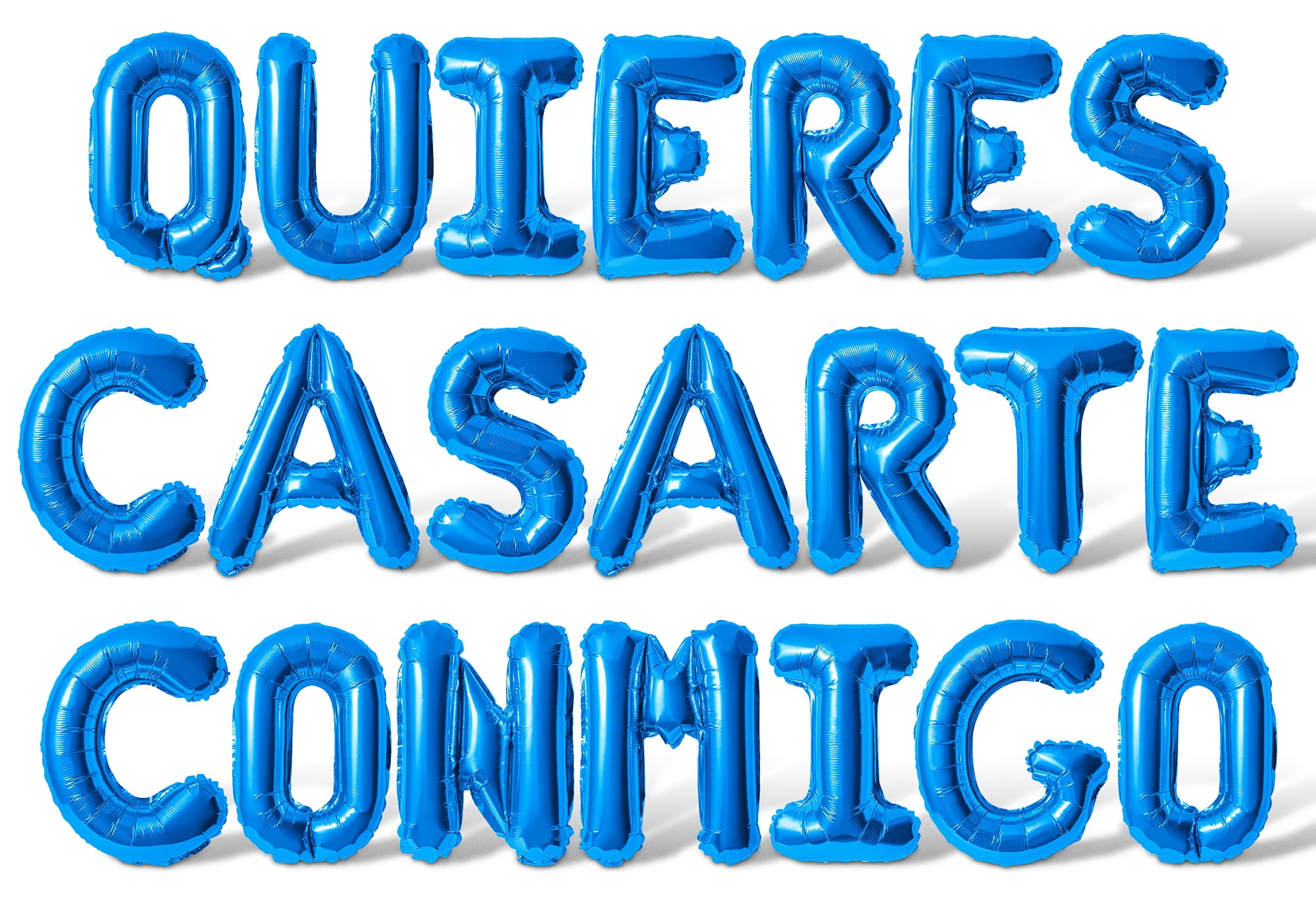 Letter Balloons - QUIERES CASARTE CONMIGO 16" Inch Alphabet Letters Foil Mylar Balloon Marriage Proposal Party Banner (Blue)