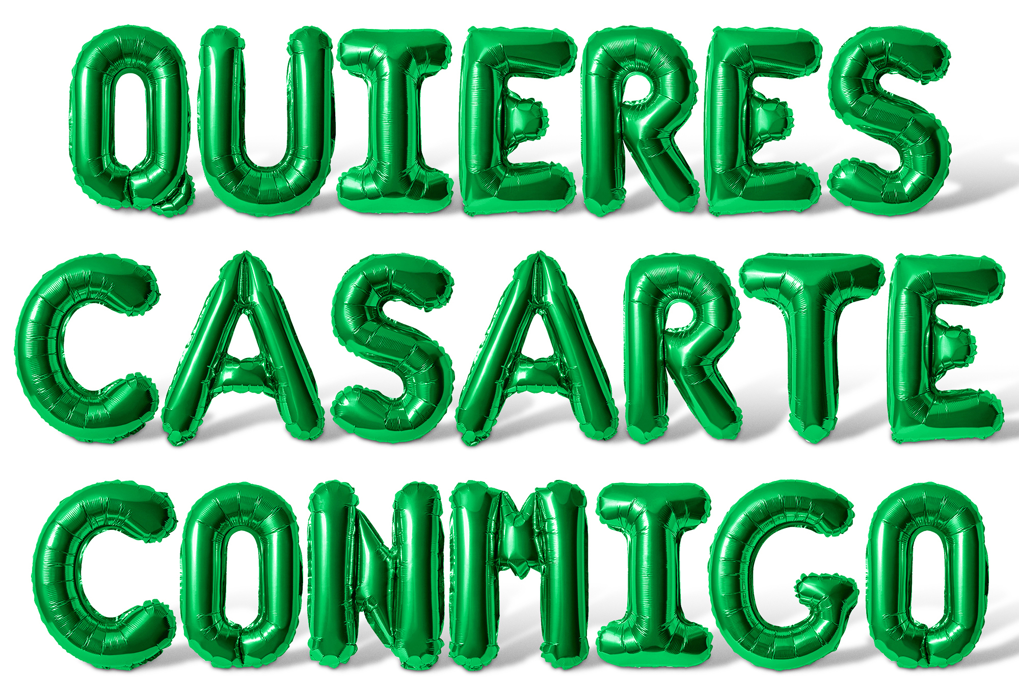 Letter Balloons - QUIERES CASARTE CONMIGO 16" Inch Alphabet Letters Foil Mylar Balloon Marriage Proposal Party Banner (Green)