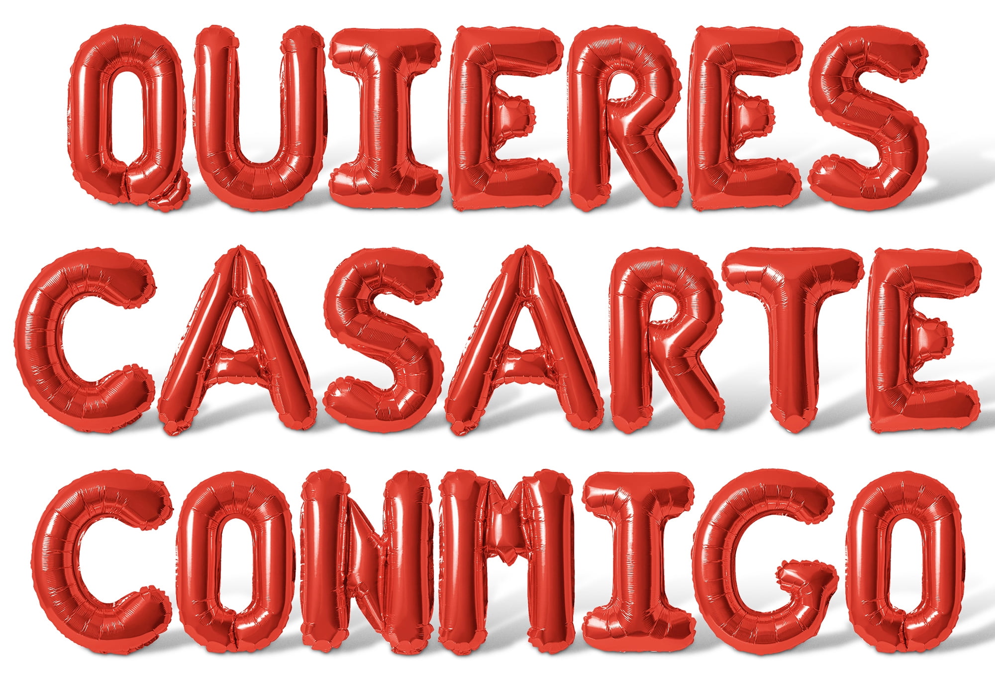 Letter Balloons - QUIERES CASARTE CONMIGO 16" Inch Alphabet Letters Foil Mylar Balloon Marriage Proposal Party Banner (Red)