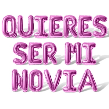 Letter Balloons - QUIERES SER MI NOVIA 16" Inch Alphabet Letters Foil Mylar Balloon Valentines Day Balloon Banner (Pink) - Walmart Supplies