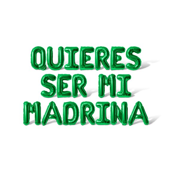 Letter Balloons - QUIERES SER MI MADRINA 16" Inch Alphabet Letters Foil Mylar Balloon Christening Party Banner (Green)