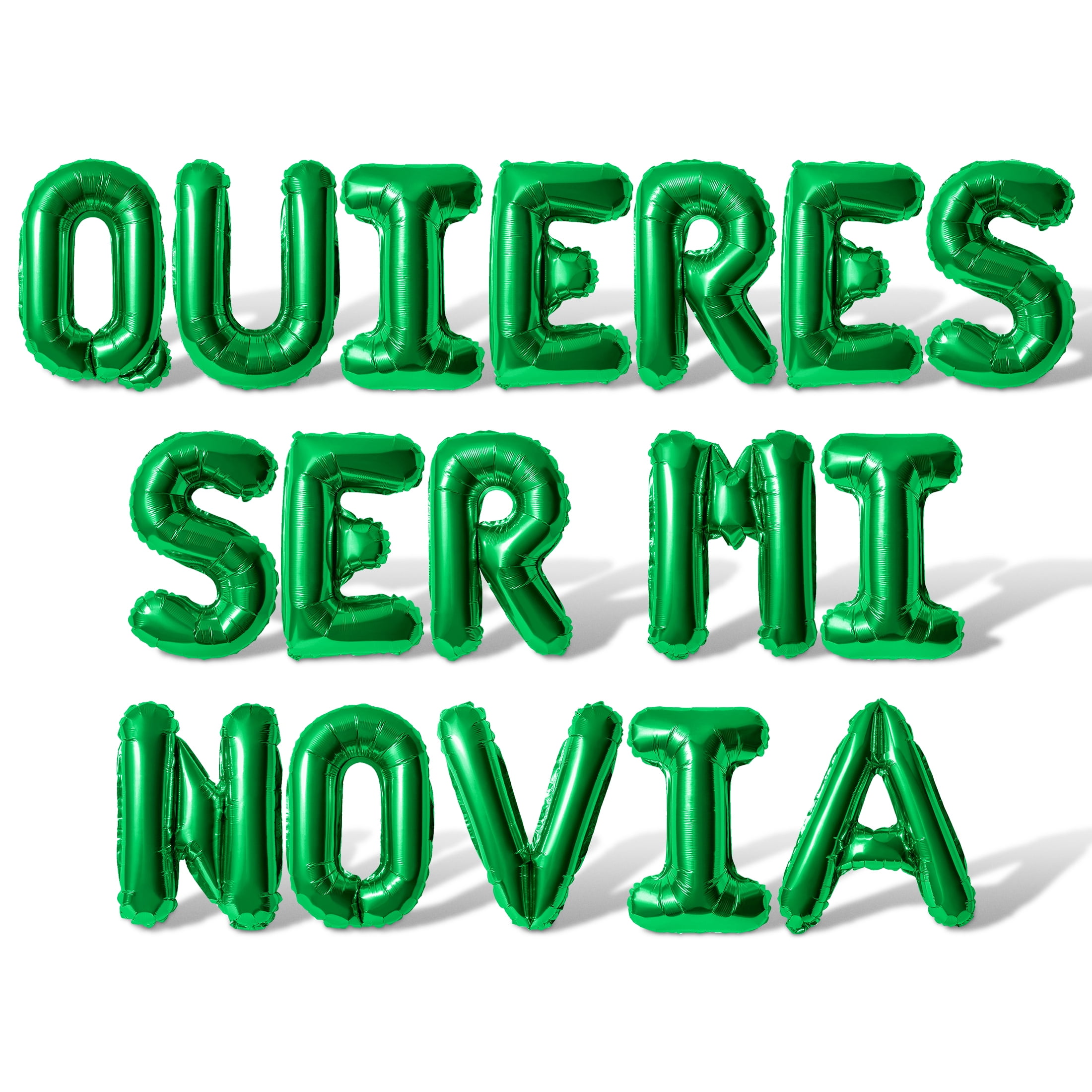 Letter Balloons - QUIERES SER MI NOVIA 16" Inch Alphabet Letters Foil Mylar Balloon Valentines Day Banner (Green)