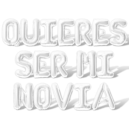 Letter Balloons - QUIERES SER MI NOVIA 16" Inch Alphabet Letters Foil Mylar Balloon Valentines Day Banner (White)