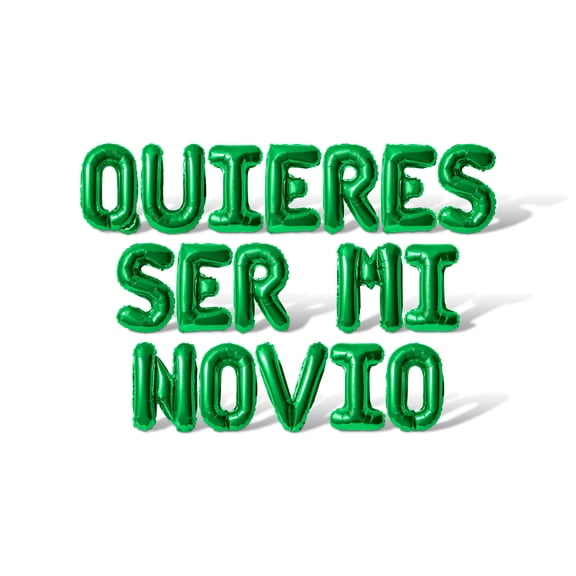 Letter Balloons - QUIERES SER MI NOVIO 16" Inch Alphabet Letters Foil Mylar Balloon Valentine's Day or Proposal Banner (Green)
