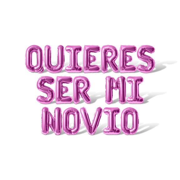 Letter Balloons - QUIERES SER MI NOVIO 16" Inch Alphabet Letters Foil Mylar Balloon Valentine's Day or Proposal Banner (Pink)