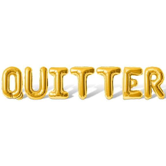 Letter Balloons - QUITTER 16" Inch Alphabet Letters Foil Mylar Balloon Retirement Party Banner (Gold)