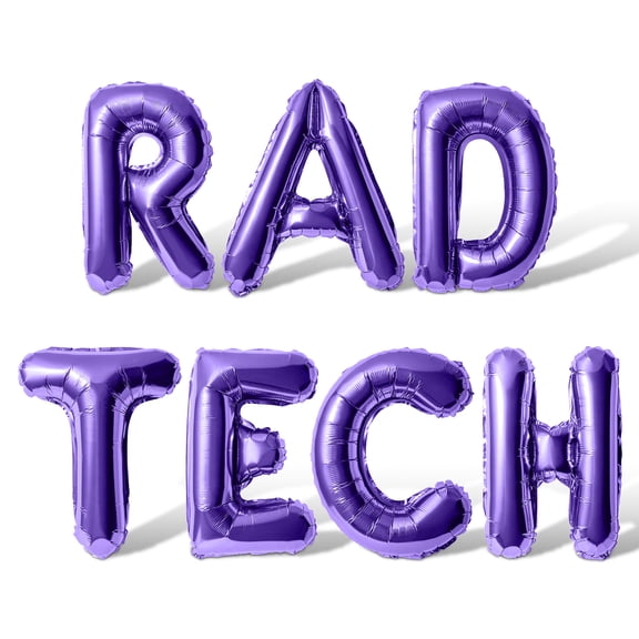 Letter Balloons - RAD TECH 16" Inch Alphabet Letters Foil Mylar Balloon Radiology Technologist School Graduation Party Banner (Purple)