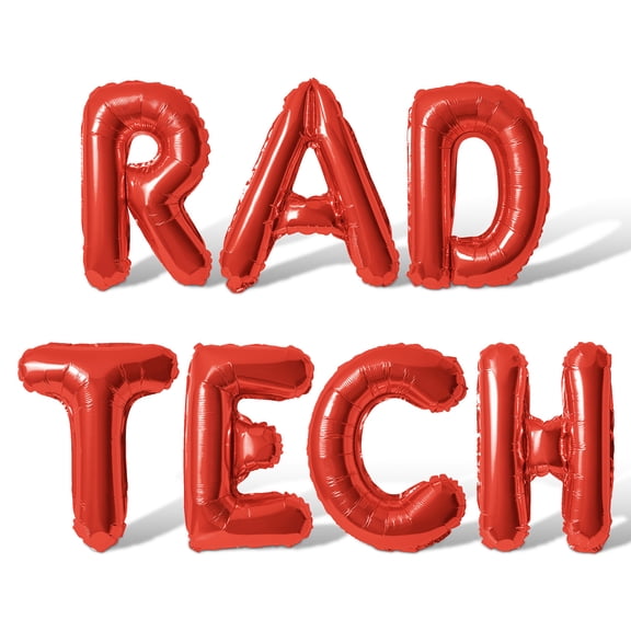Letter Balloons - RAD TECH 16" Inch Alphabet Letters Foil Mylar Balloon Radiology Technologist School Graduation Party Banner (Red)