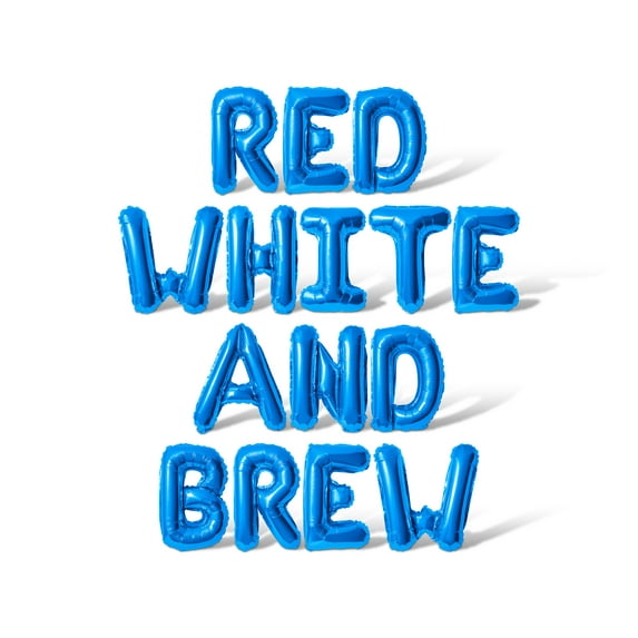 Letter Balloons - RED WHITE AND BREW 16" Inch Alphabet Letters Foil Mylar Balloon 4th of July Party Banner (Blue)