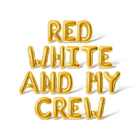 Letter Balloons - RED WHITE AND MY CREW 16" Inch Alphabet Letters Foil Mylar Balloon 4th of July Party Banner (Gold)