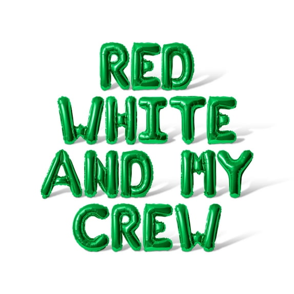 Letter Balloons - RED WHITE AND MY CREW 16" Inch Alphabet Letters Foil Mylar Balloon 4th of July Party Banner (Green)