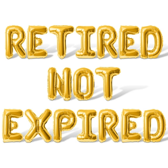 Letter Balloons - RETIRED NOT EXPIRED 16" Inch Alphabet Letters Foil Mylar Balloon Retirement Party Banner (Gold)