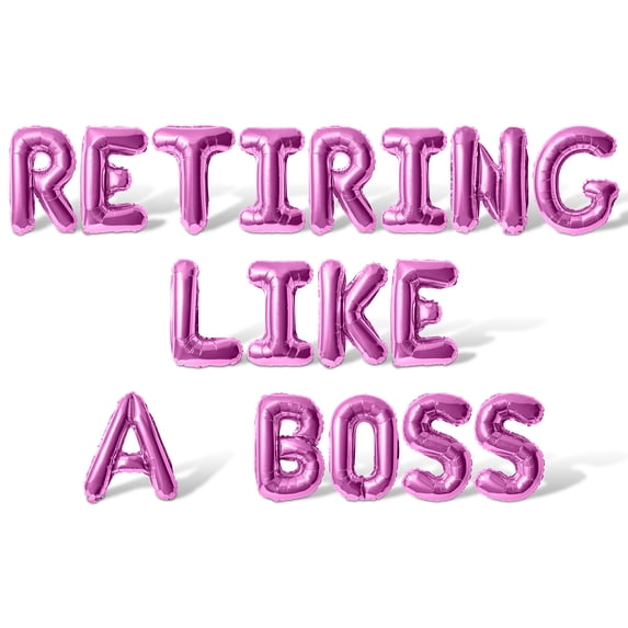 Letter Balloons - RETIRING LIKE A BOSS 16" Inch Alphabet Letters Foil Mylar Balloon Retirement Party Banner (Pink)