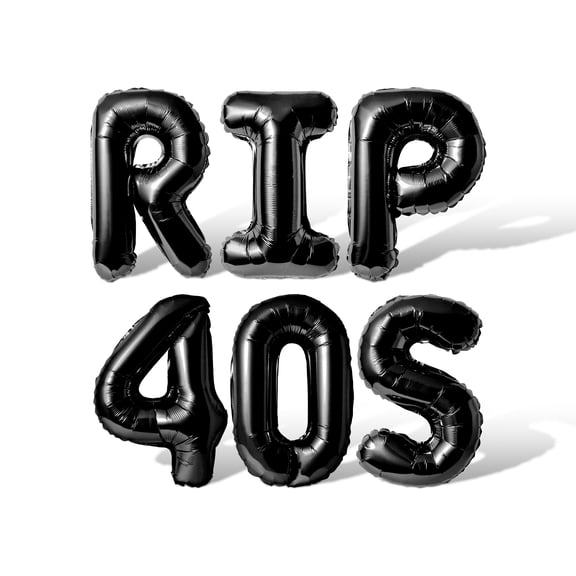 Letter Balloons - RIP 40S 16" Inch Alphabet Letters Foil Mylar Balloon Birthday Party Banner (Black)