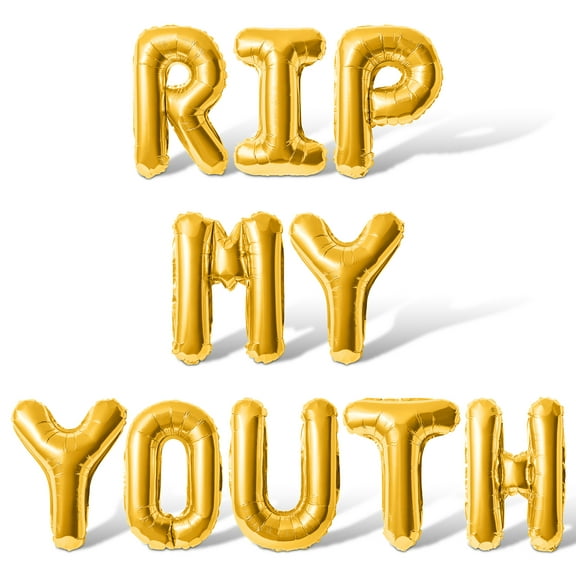 Letter Balloons - RIP MY YOUTH 16" Inch Alphabet Letters Foil Mylar Balloon Birthday Party Banner (Gold)