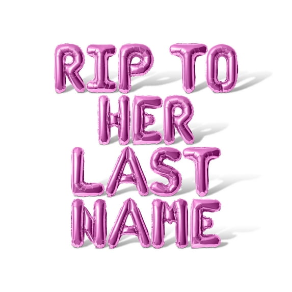 Letter Balloons - RIP TO HER LAST NAME 16" Inch Alphabet Letters Foil Mylar Balloon Bachelorette or Bridal Shower Party Banner (Pink)