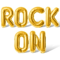 Letter Balloons - ROCK ON 16" Inch Alphabet Letters Foil Mylar Balloon Birthday Party Banner (Gold)